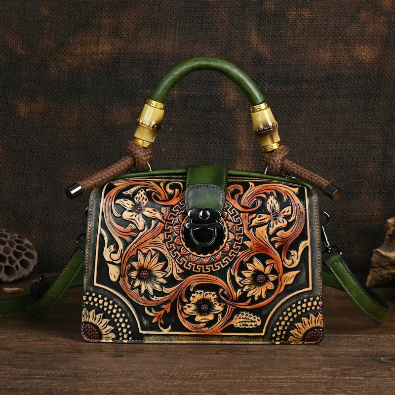 Floral Embossed Leather Handbag - Item AFS-13 view 11