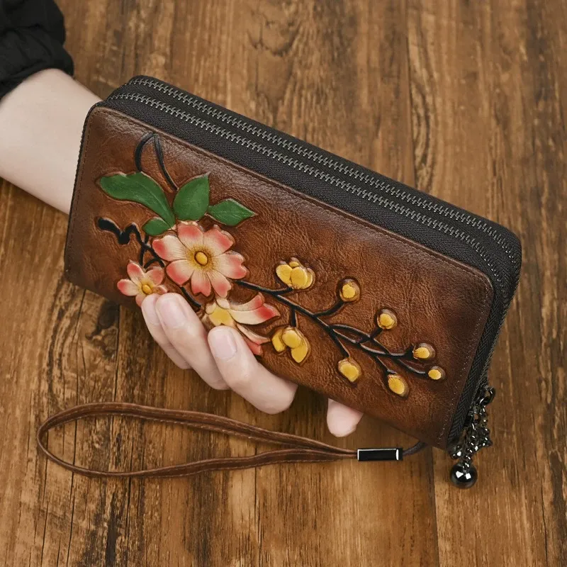 Floral Embossed Leather Wallet - Item AFS-17 view 2