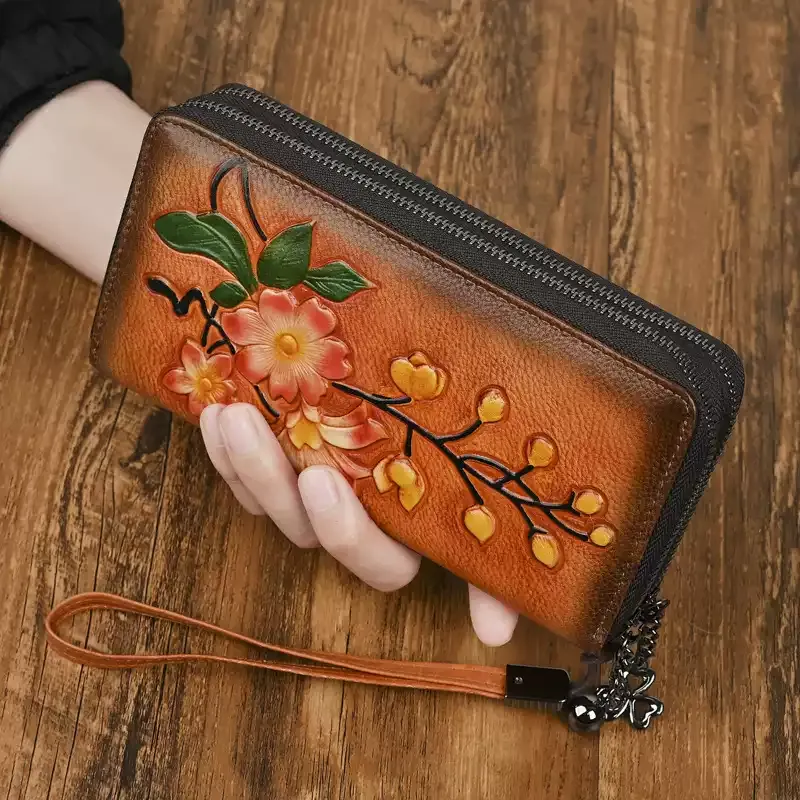 Floral Embossed Leather Wallet - Item AFS-17 view 3