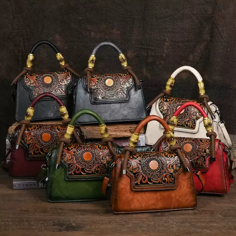 Embossed Leather Top Handle Bag - Item AFS-2 view 2