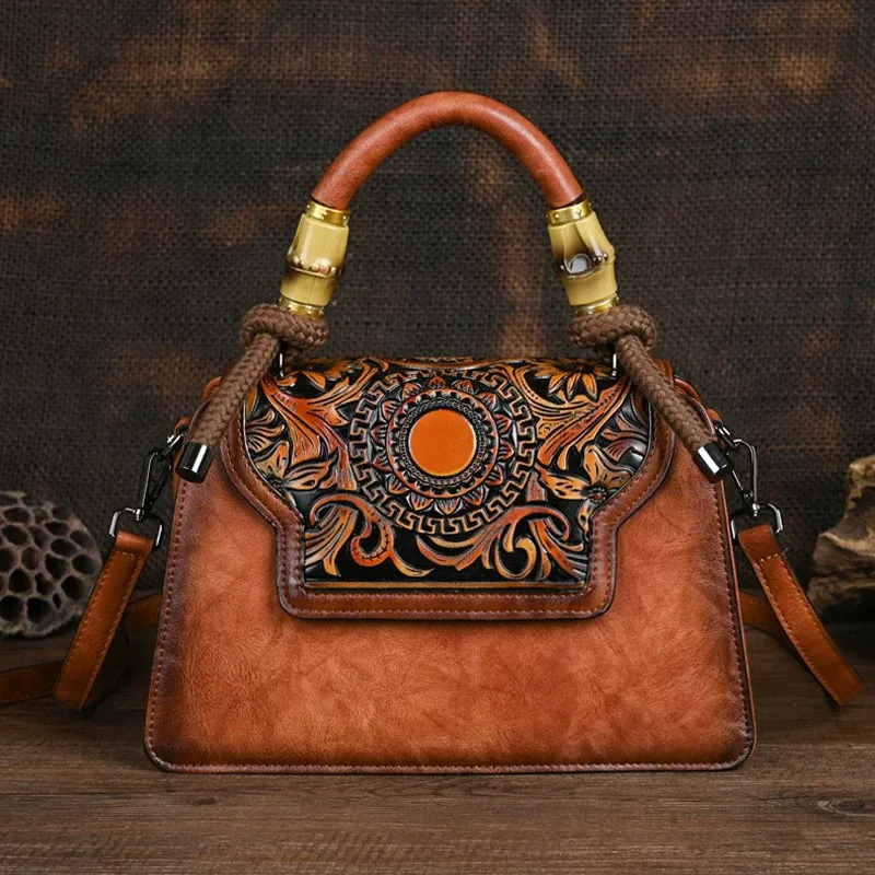 Embossed Leather Top Handle Bag - Item AFS-2 view 3