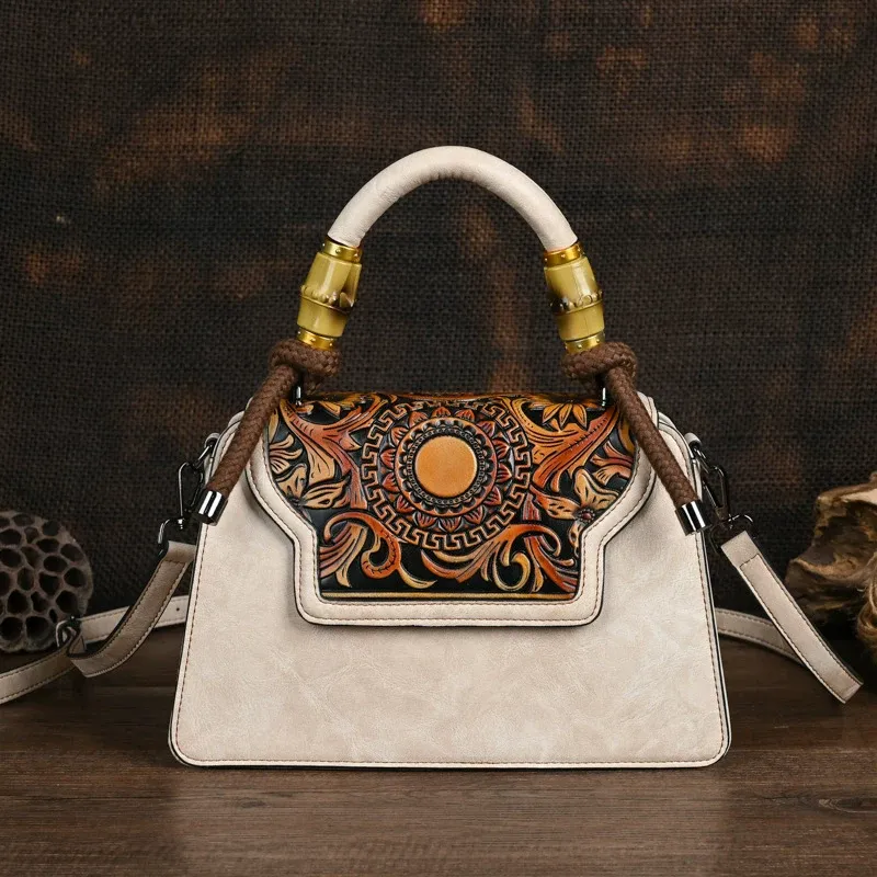 Embossed Leather Top Handle Bag - Item AFS-2 view 5