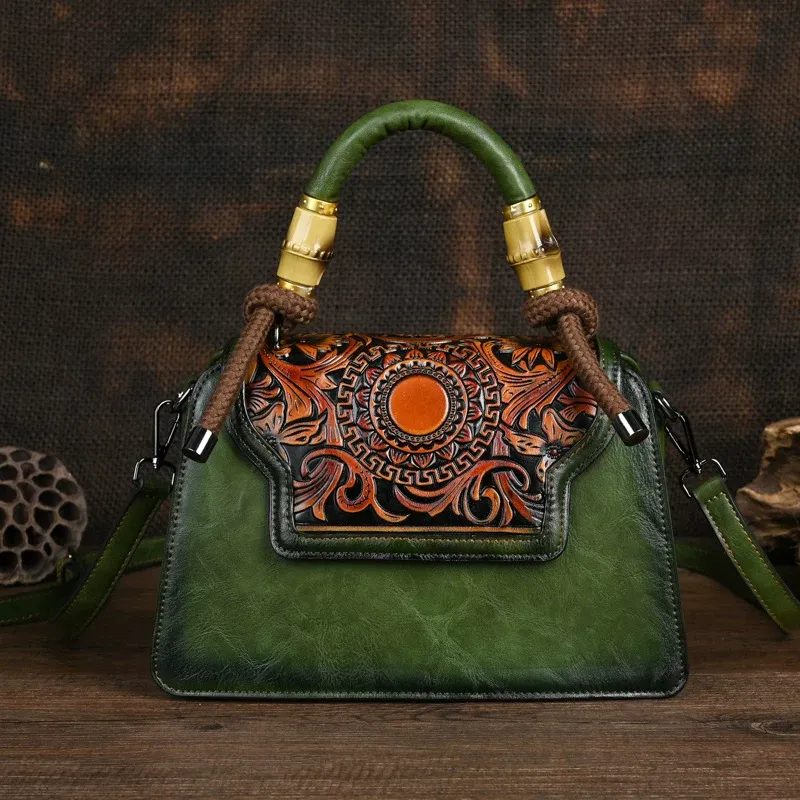Embossed Leather Top Handle Bag - Item AFS-2 view 6