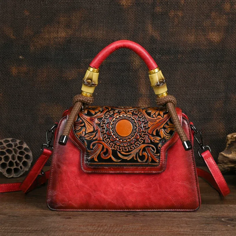 Embossed Leather Top Handle Bag - Item AFS-2 view 7