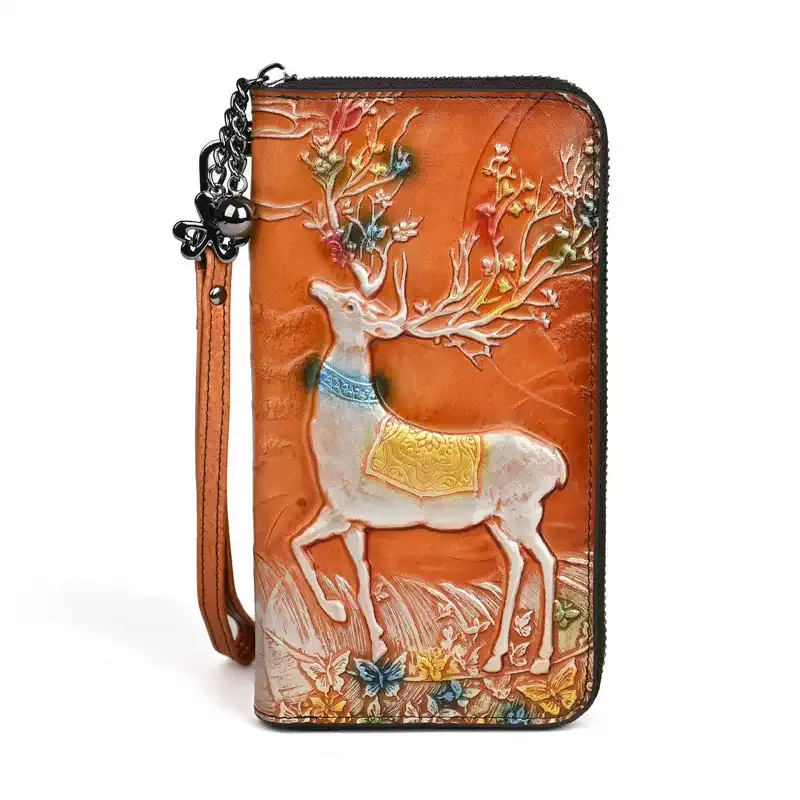 Deer Embossed Leather Wallet - Item AFS-4