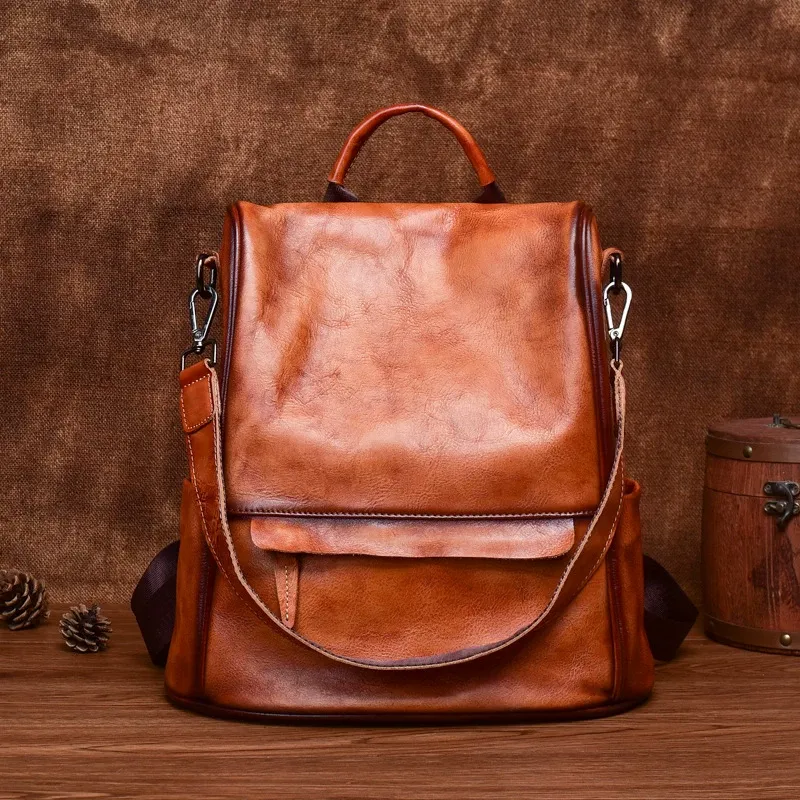 Black Convertible Leather Backpack - Item AFS-7 view 5