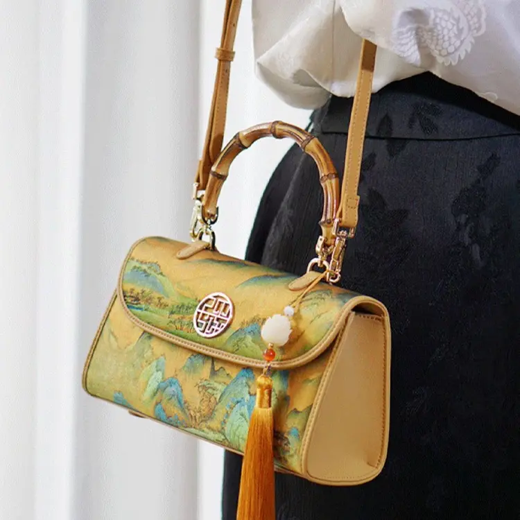 Gold Silk Landscape Shoulder Bag - Item TX-12 view 4