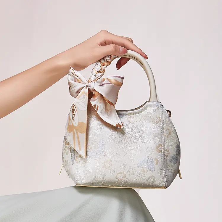 Ivory Jacquard Tote Handbag - Item TX-7 view 2